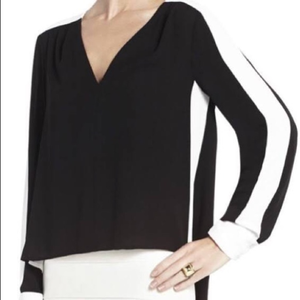 BCBGMAXAZRIA black and white Alaine blouse.
